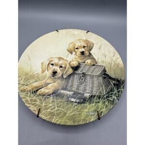 Gone Fishin Plate L R Kaatz Knowles Lab Puppies Bradex 84-K4-90.1